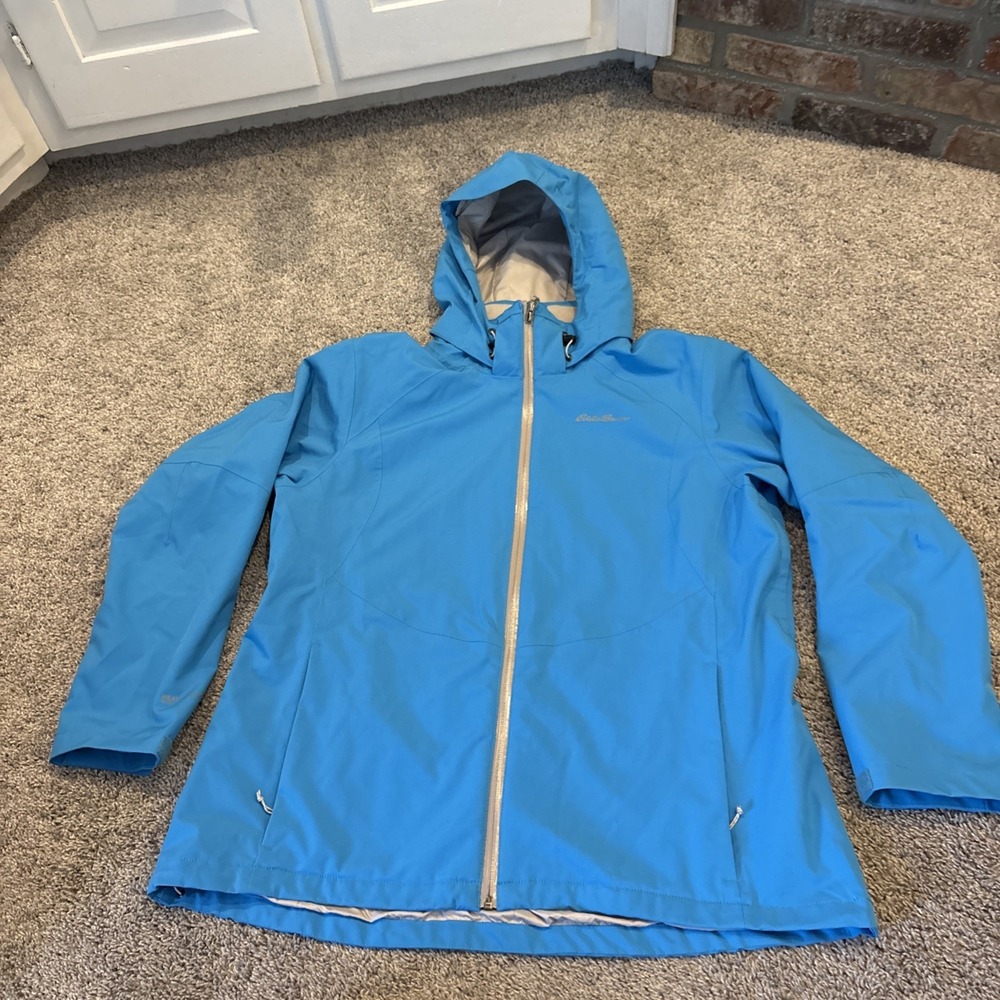 Eddie Bauer WeatherEdge Jacket Womens 2XL Purple Hooded Waterproof Raincoat